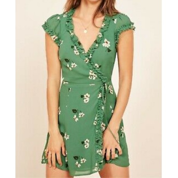 NWOT Reformation Green Garnet Mini Dress - Picture 2 of 15